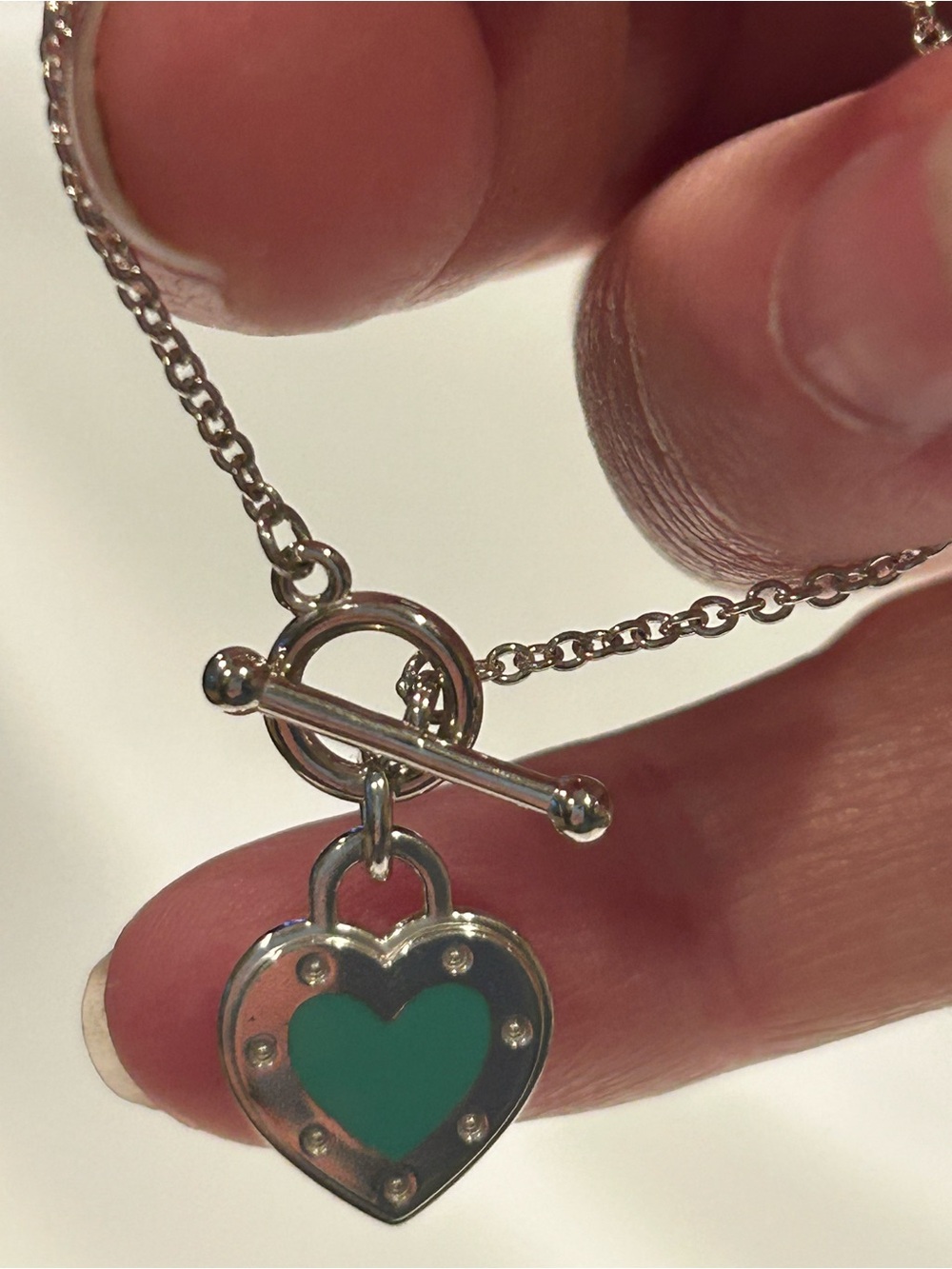 NEW Tiffany & Co. Silver and Blue Enamel Heart Toggle Bracelet - Blue Box - Picture 5 of 12